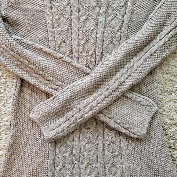 Women's Cable Knit Sweater - Taupe - Picture 2 of 4